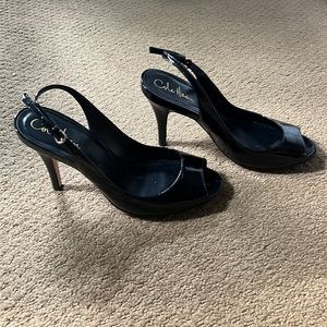 Cole Haan Nike Air Patent Slingback peep toe heels